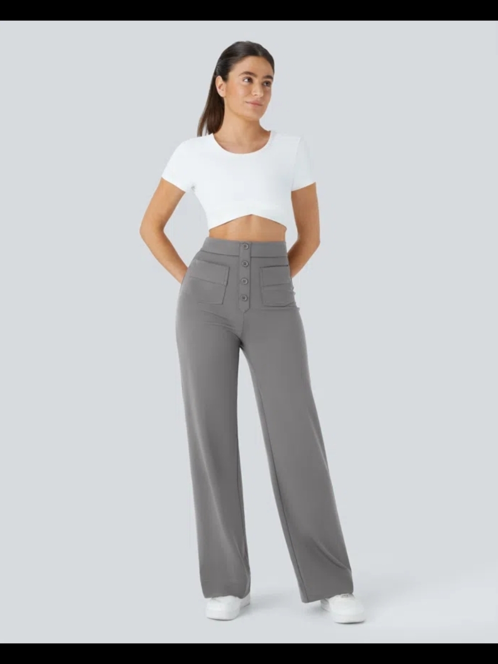 NEW HALARA DayStretch High Waisted Pockets
Straight Leg Pants in Silent Storm